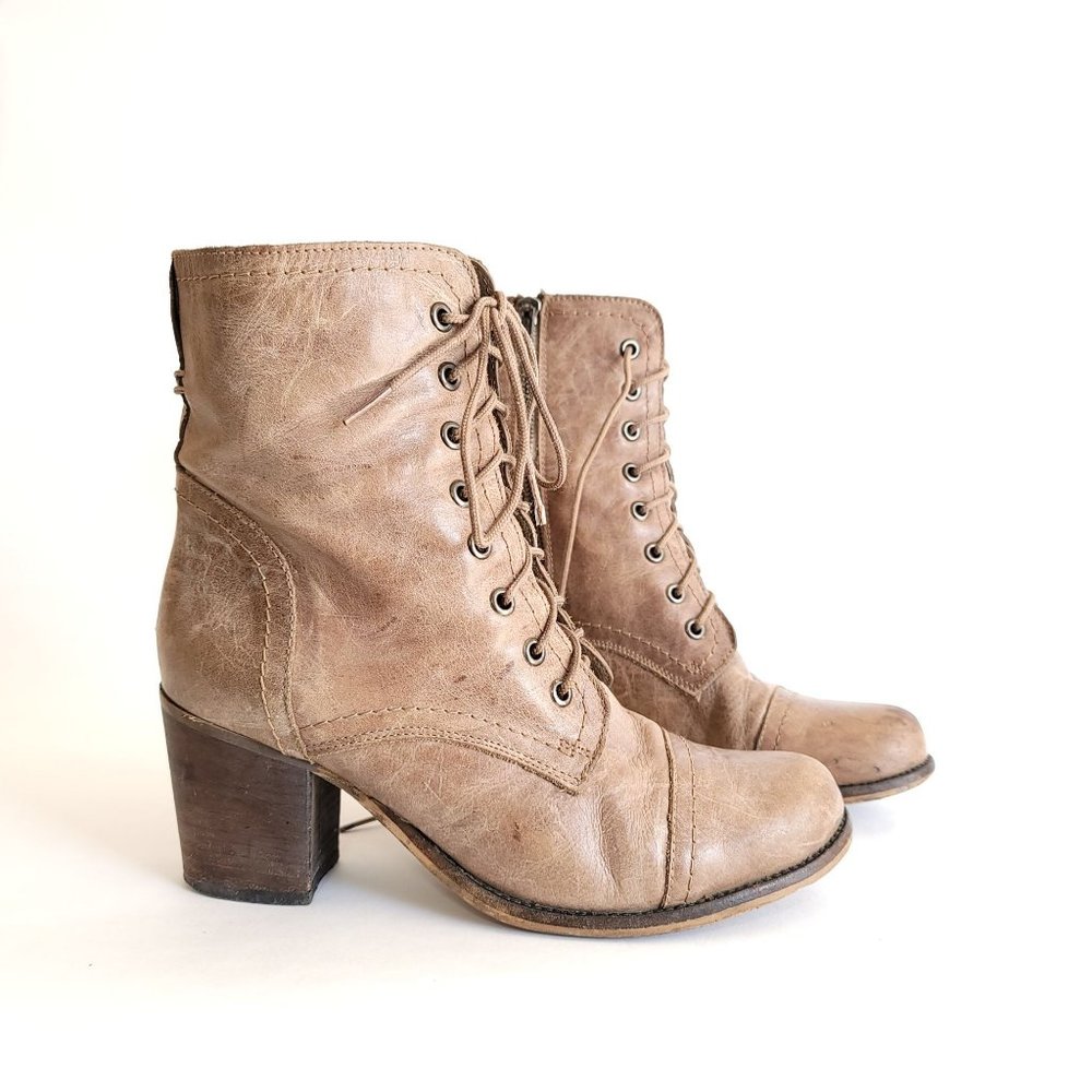 STEVE MADDEN  Granny/Brown Leather Lace-up  Boots size 8.5